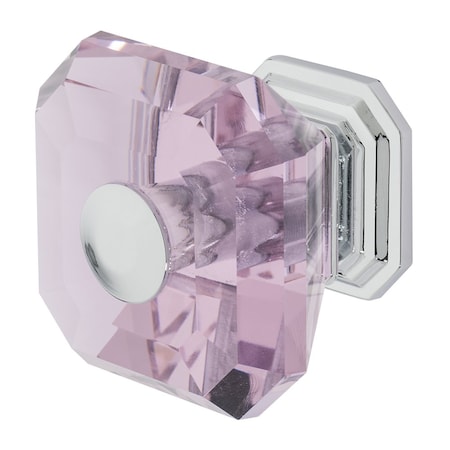 Clubhouse Cabinet Knob, 1-5/16in, Polished Chrome With Pink Crystal